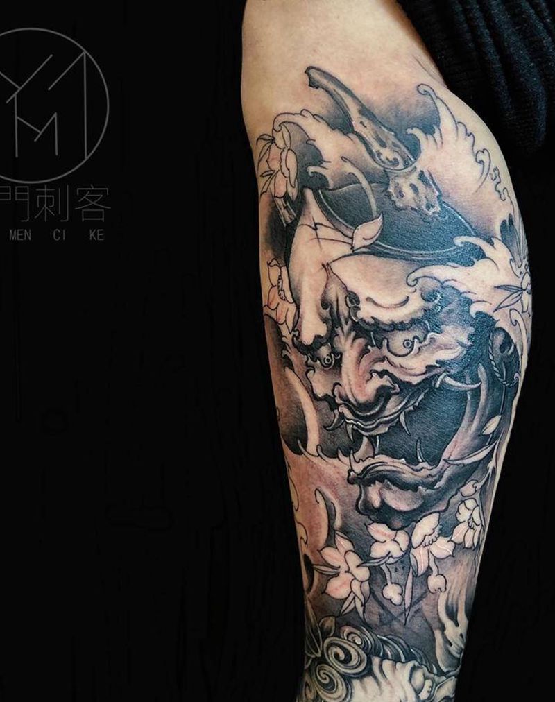 般诺纹身图片_腿部新传统纹身图案