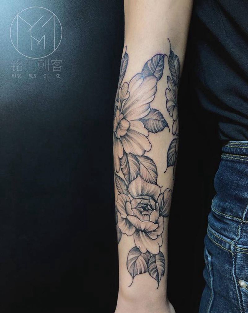 素花纹身图片_手臂纹身图案