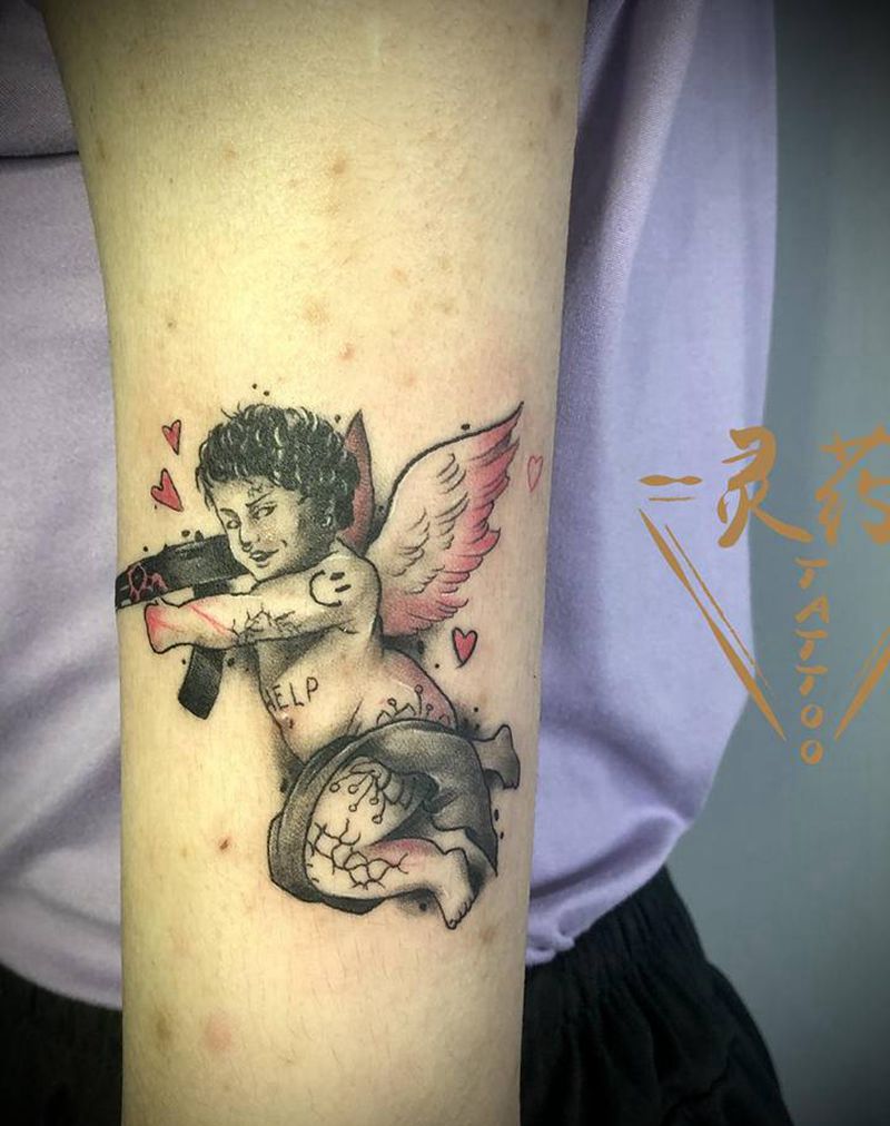 战斗天使纹身图片_手臂纹身图案