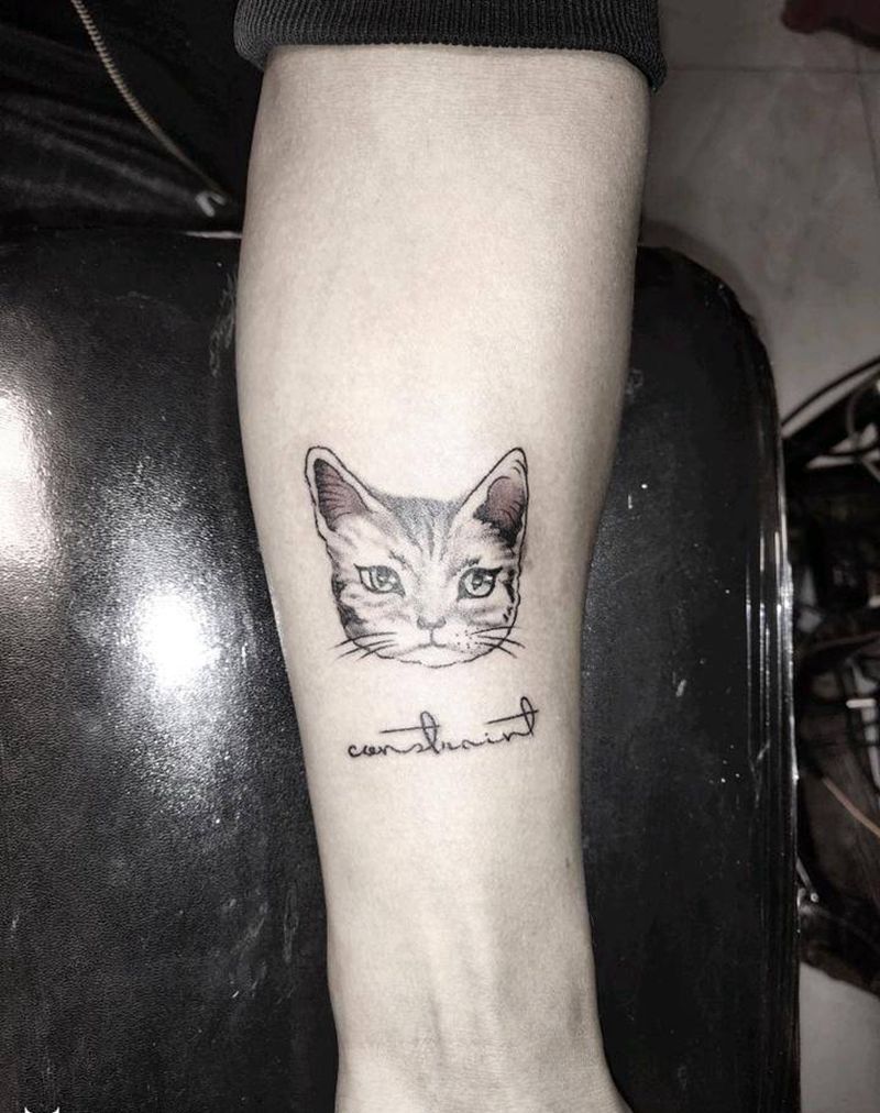 猫纹身图片_手臂新传统纹身图案