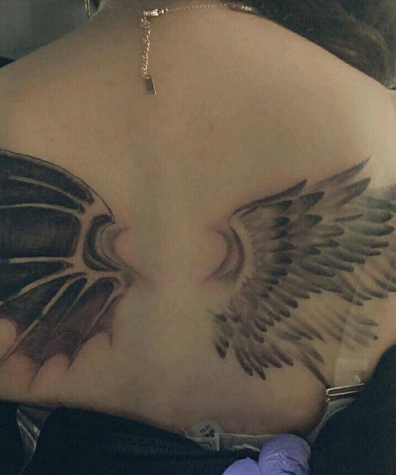天使恶魔翅膀纹身图片