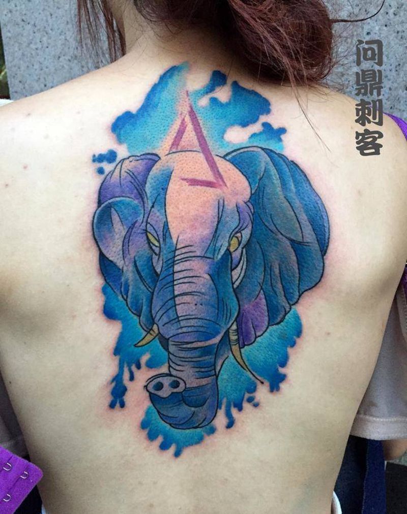 象纹身图片_成品颈部肩部背部传统动物纹身图案