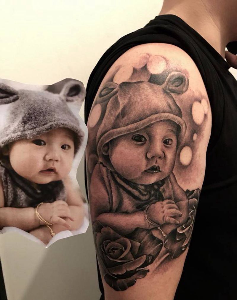 肖像纹身图片_手臂欧美写实纹身图案