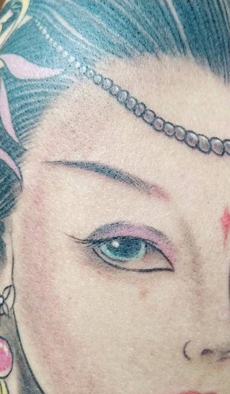 艺伎纹身图片_手臂新传统纹身图案