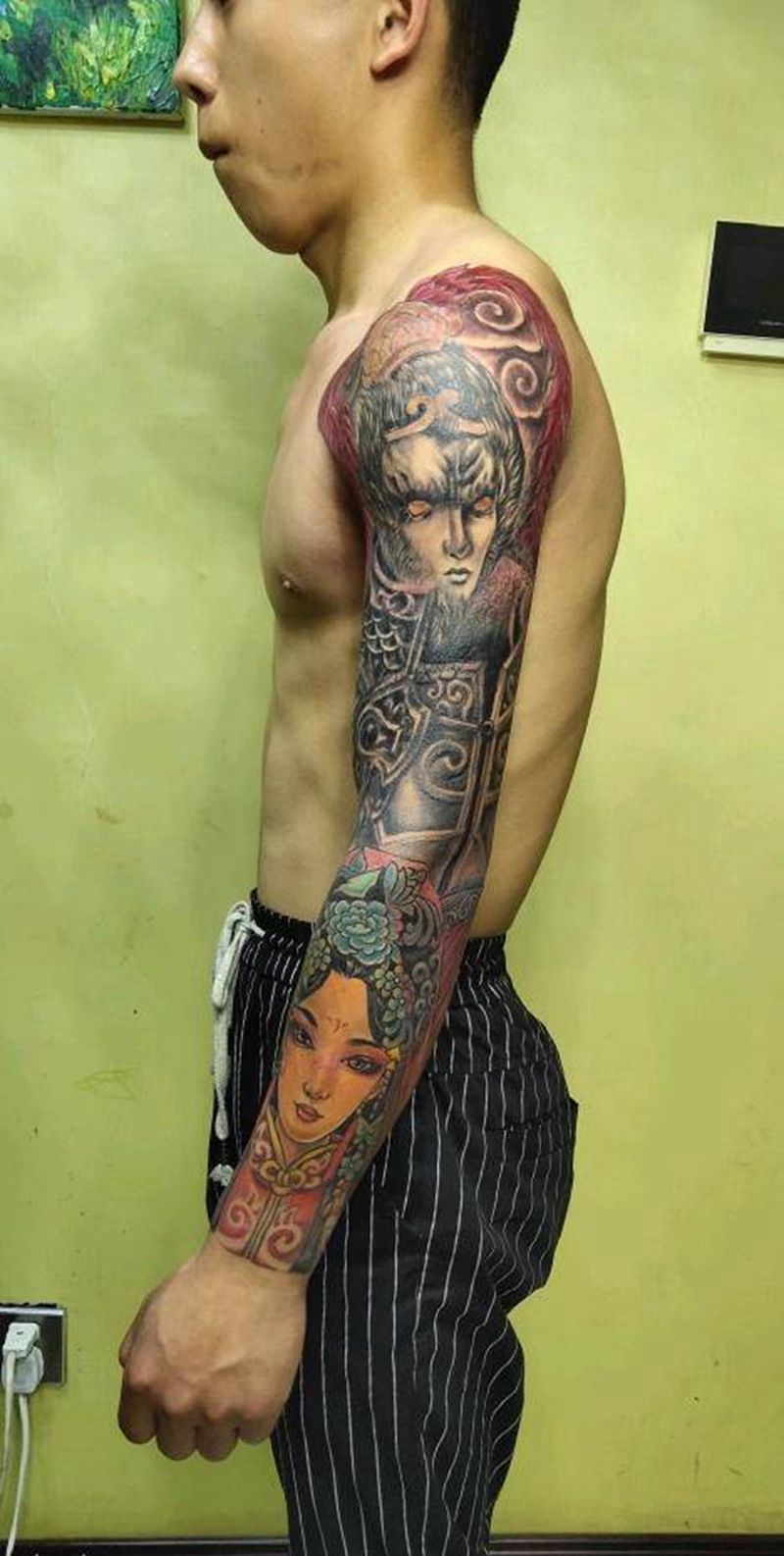 悟空娶妻纹身图片_手臂新传统纹身图案