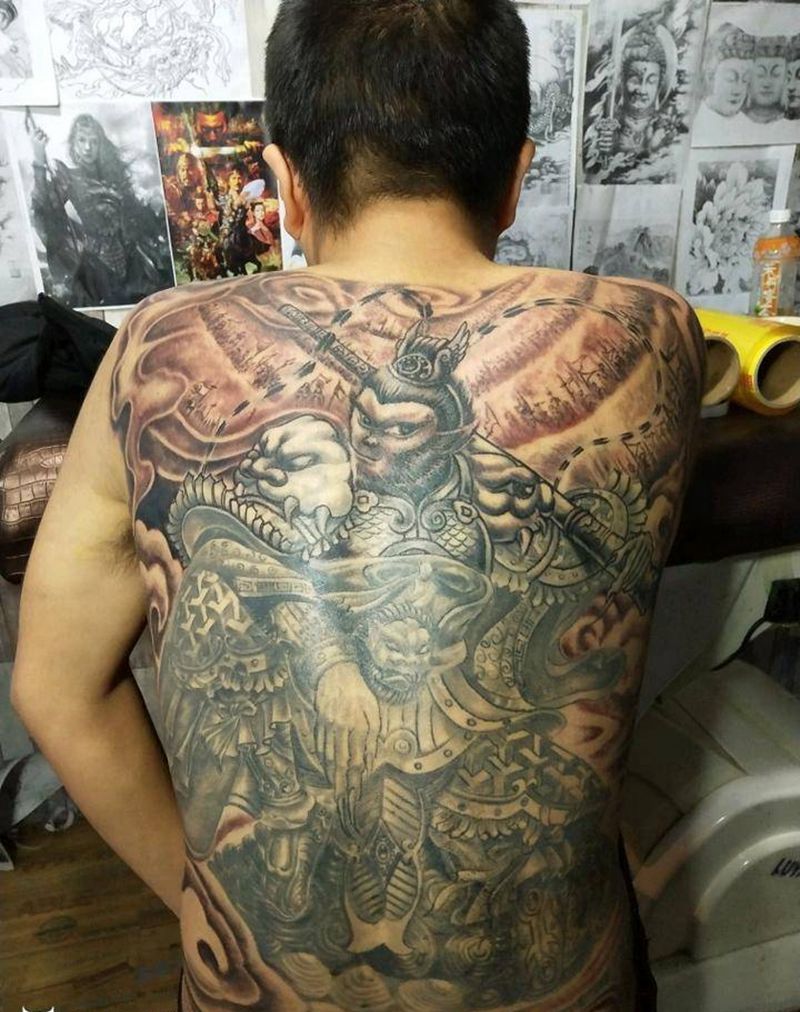 无法无天纹身图片_背部传统习俗鬼神成品手稿纹身图案