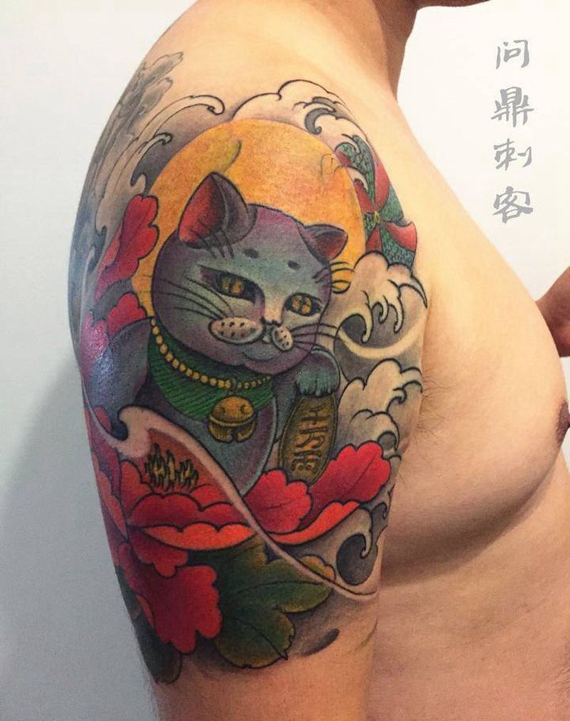 招财猫纹身图片