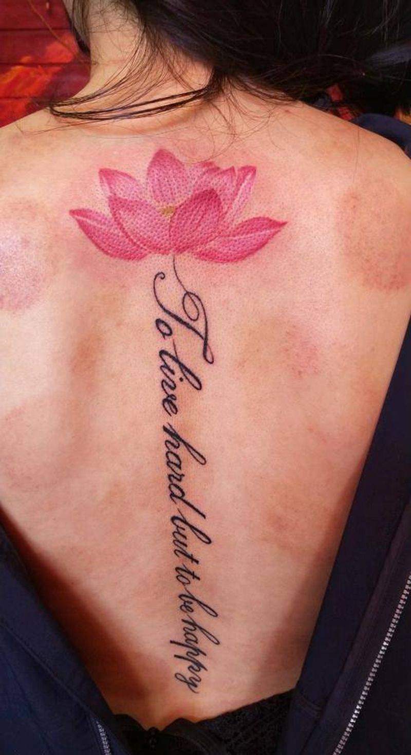 荷纹身图片_背部植物原创成品纹身图案