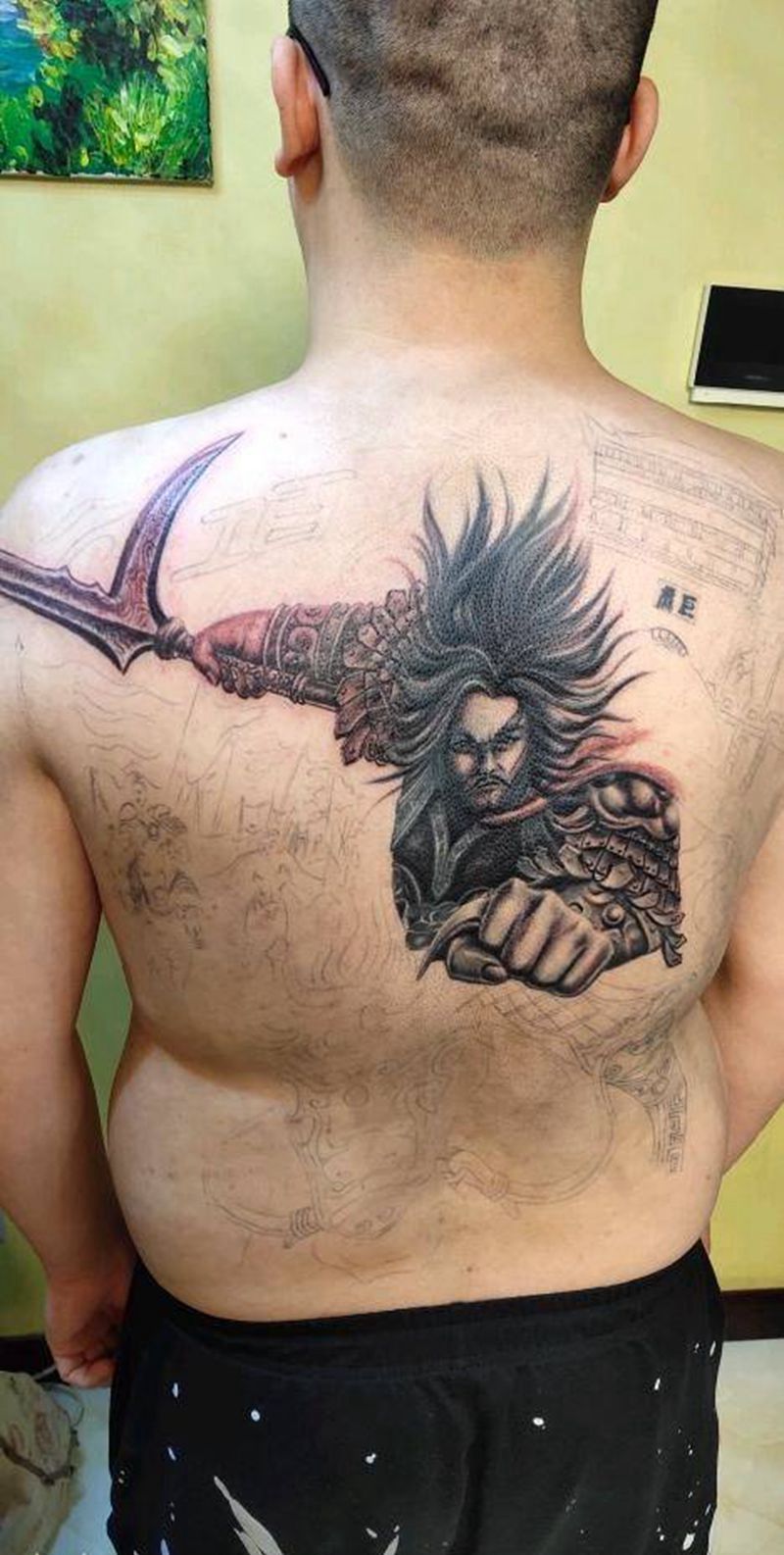 巨鹿之战纹身图片_背部新传统纹身图案