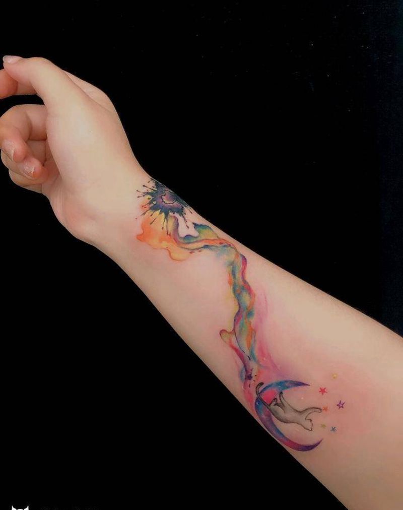 覆盖纹身图片_手部手臂水彩水墨纹身图案