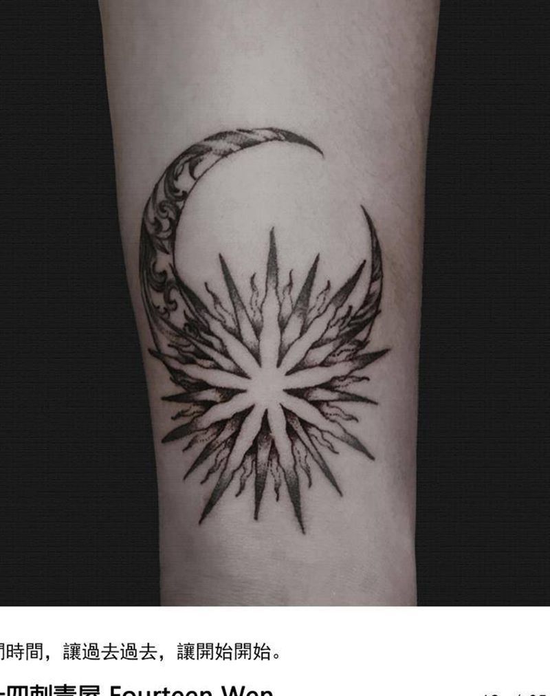 月亮A纹身图片_手臂几何纹身图案