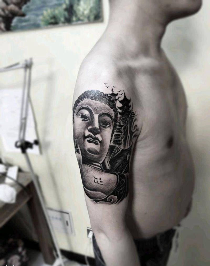 大日如来佛纹身图片_手臂新传统纹身图案