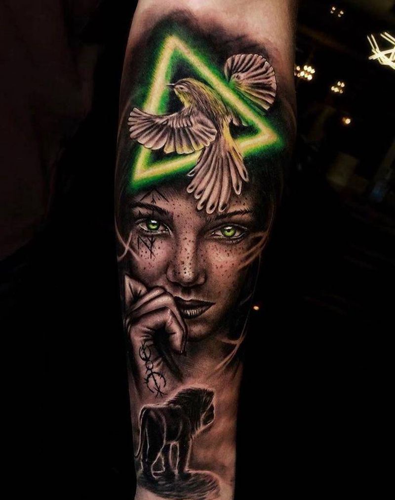 国外纹身作品欣赏纹身图片_手臂背部新传统欧美写实纹身图案