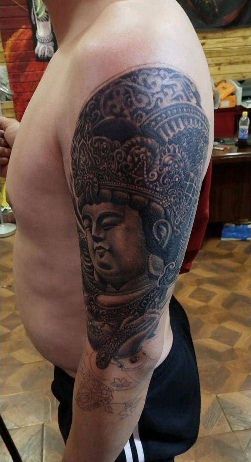 普贤菩萨纹身图片_手臂腿部人物鬼神宗教成品手稿纹身图案