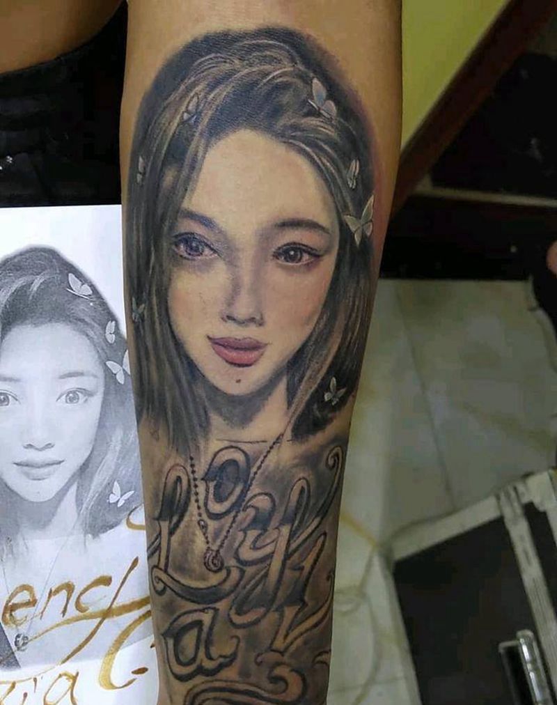 肖像纹身图片_手臂手部新传统纹身图案