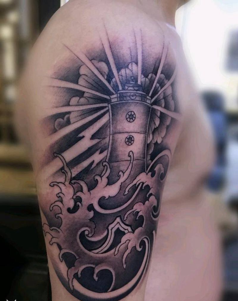 灯塔纹身图片_手臂纹身图案