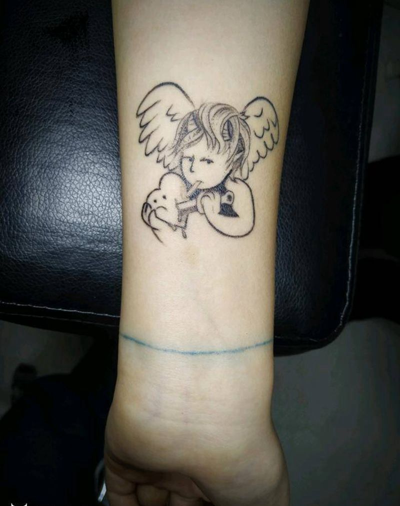 小清新扎心天使纹身图片_手臂几何New School纹身图案