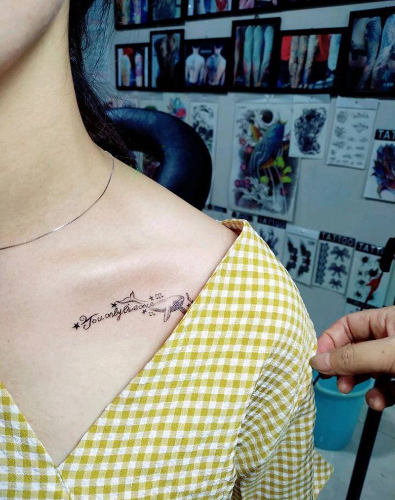 锁骨纹身纹身图片_胸部清新锁骨纹身图案