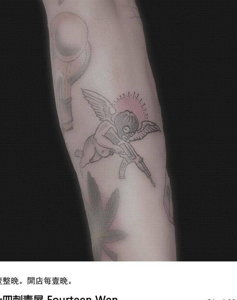 天使纹身图片_手臂Old School纹身图案
