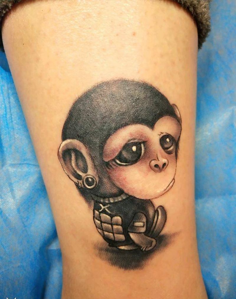 悟空小时候的样子纹身图片_胸部腹部腰部腿部脚部传统动物成品手稿插画纹身图案