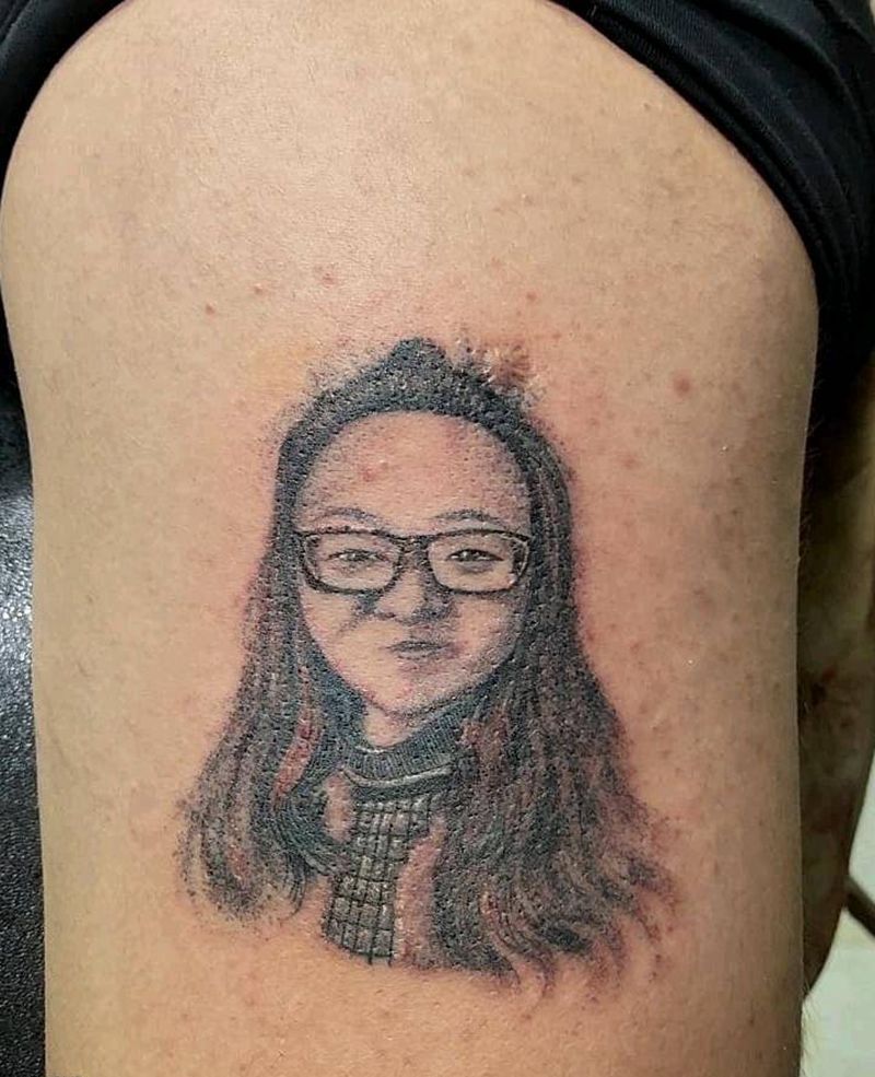 肖像纹身图片_肩部手臂欧美写实纹身图案