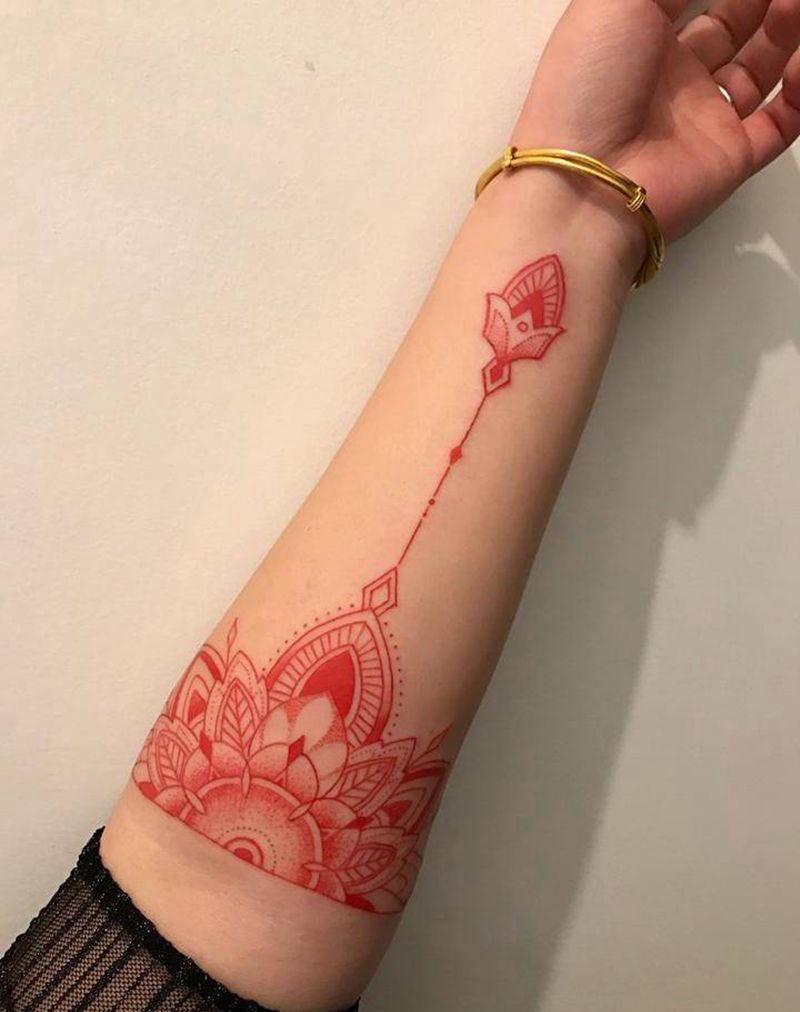 梵花纹身图片_成品手臂传统几何纹身图案