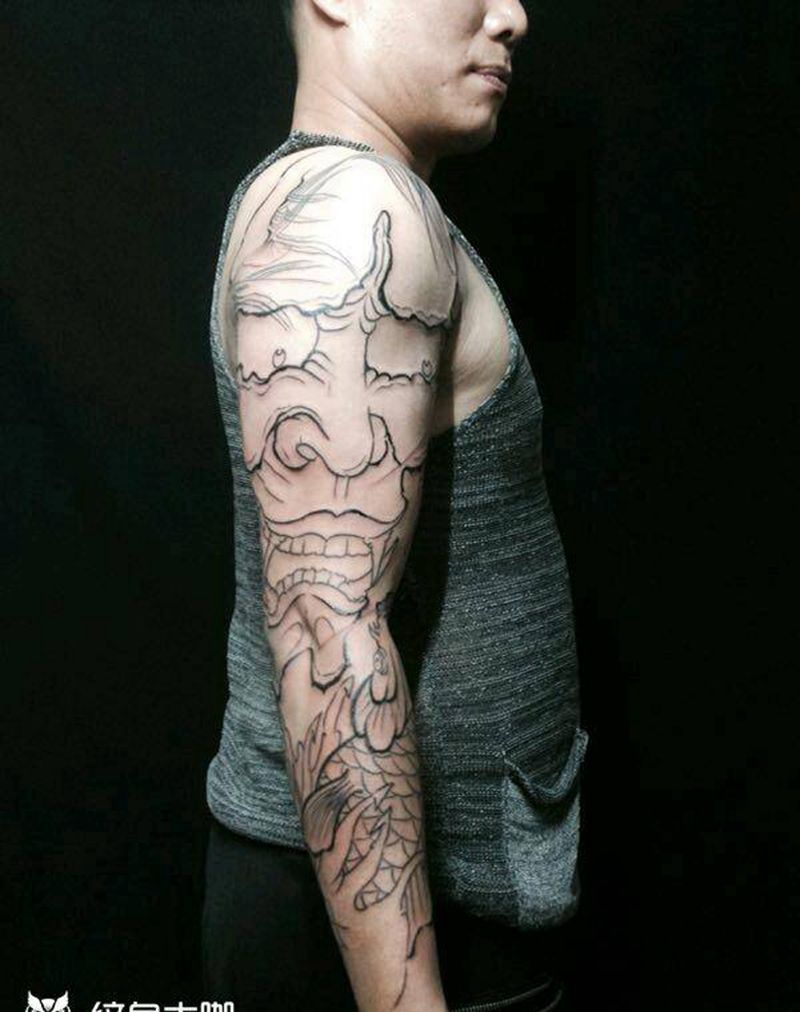 传统般若纹身图片_手臂传统原创成品纹身图案