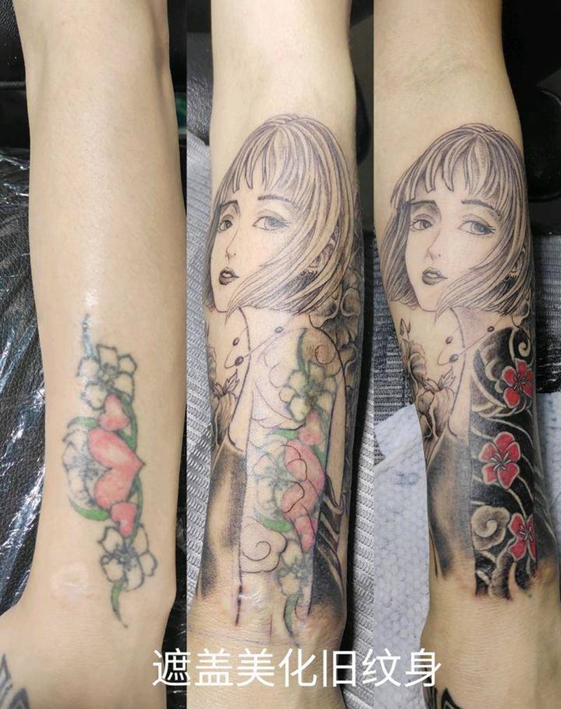 遮盖修改旧纹身纹身图片_手臂新传统欧美写实修改纹身纹身图案