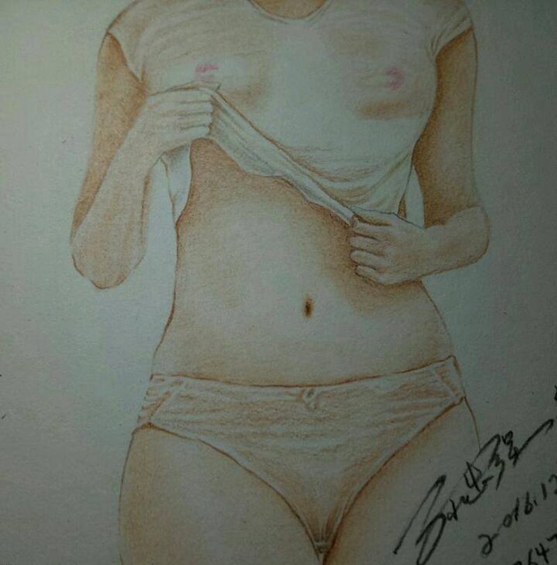 湿身美女纹身图片_肖像写实人物手稿插画纹身图案