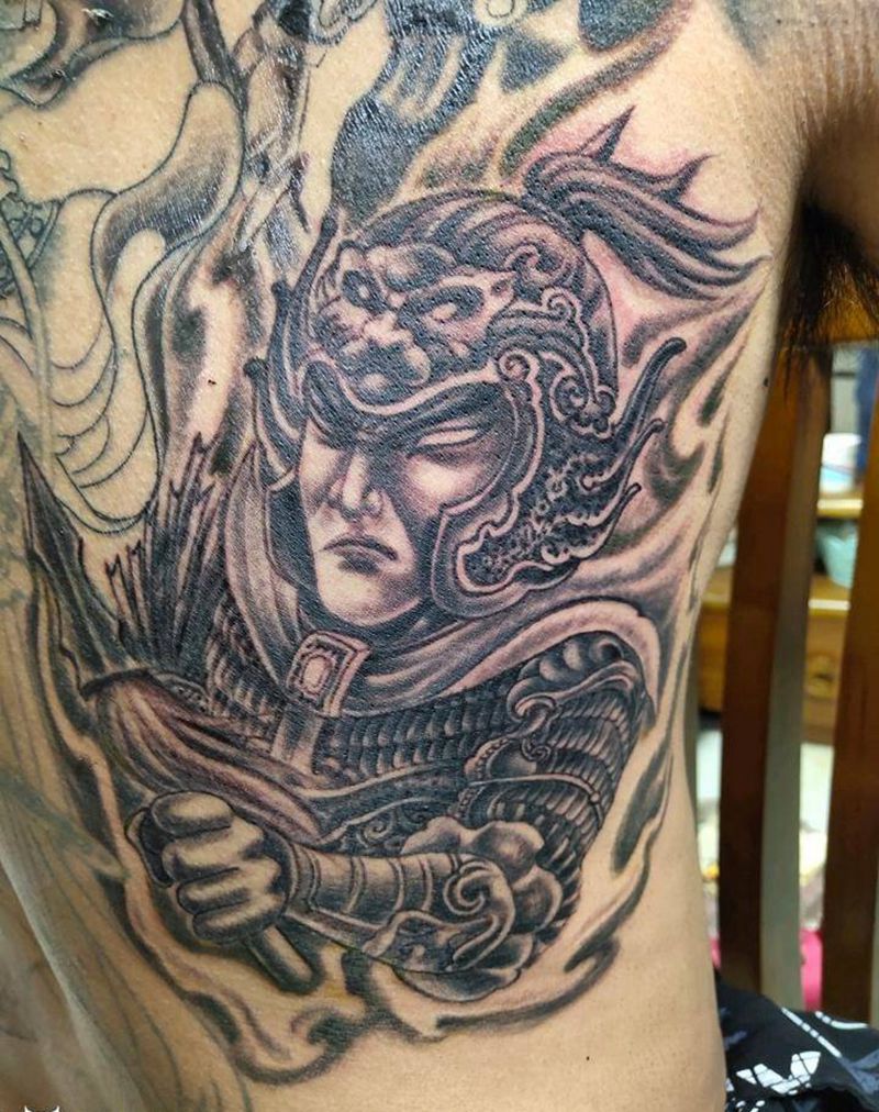 赵云纹身图片_背部新传统纹身图案