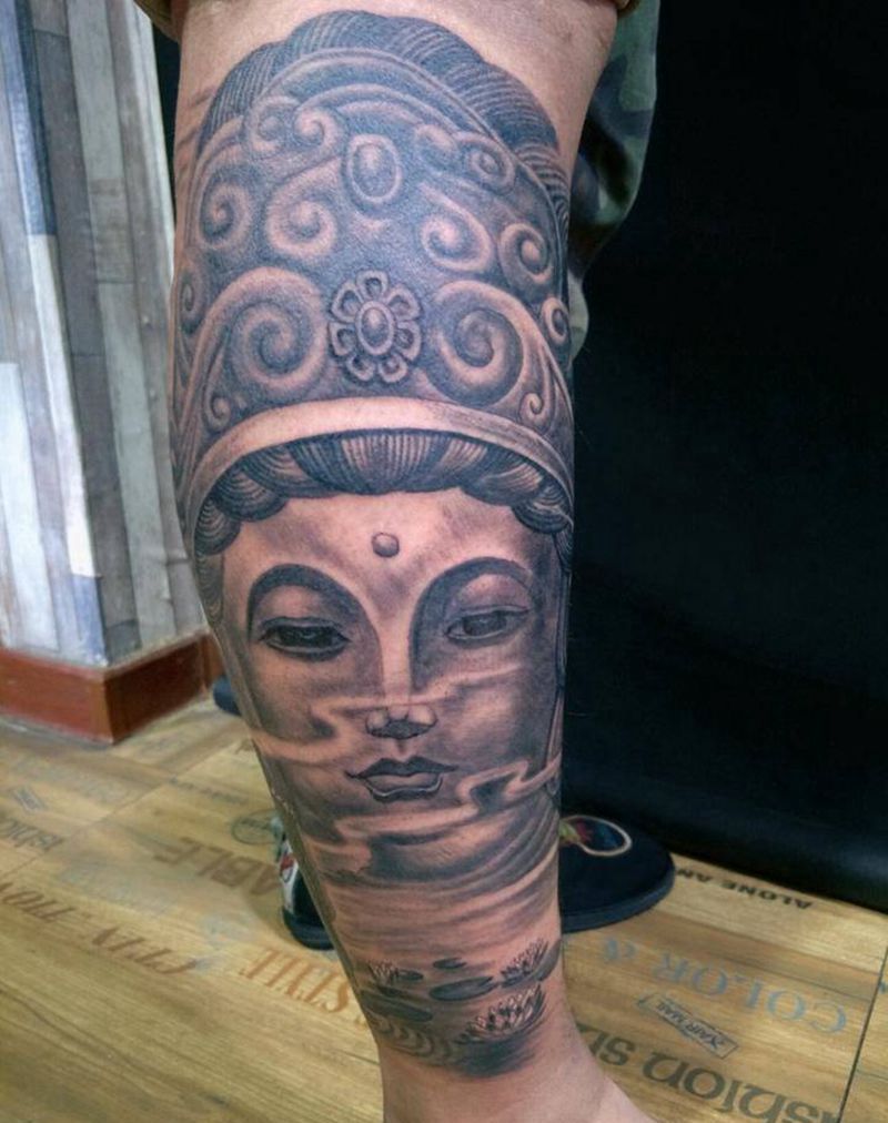 伏虎归来纹身图片_腿部脚部传统习俗鬼神宗教成品手稿纹身图案