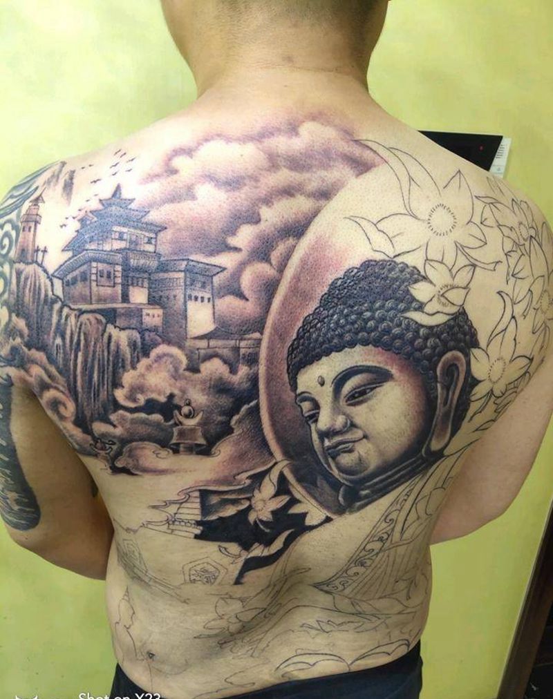 大日如来纹身图片_背部臀部新传统纹身图案