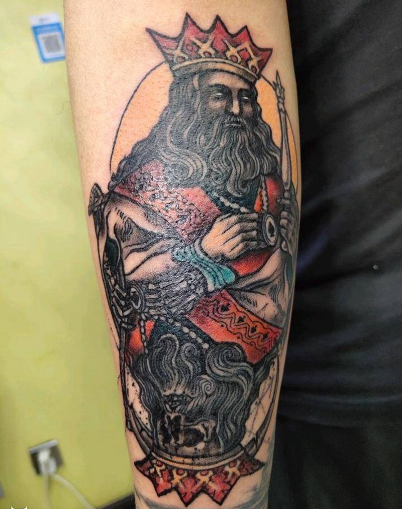 扑克牌纹身图片_手臂老传统Old School纹身图案