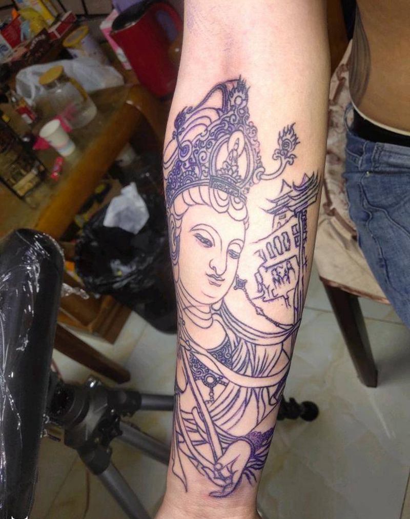 普贤菩萨纹身图片_手臂新传统纹身图案