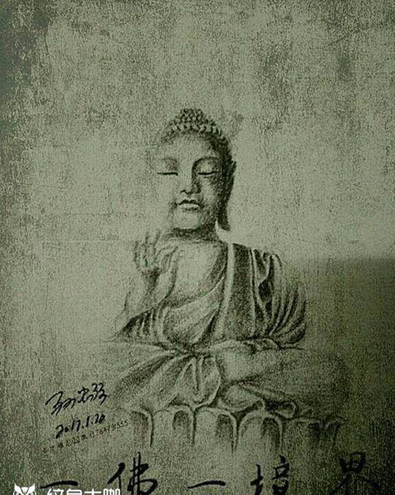 一佛一境界纹身图片_人物宗教插画纹身图案