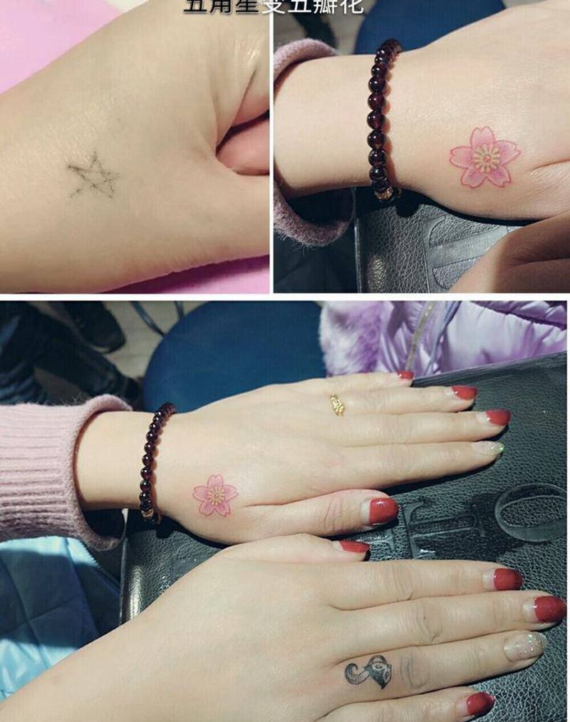 修改小清新纹身纹身图片_手部清新动物植物图腾成品纹身图案