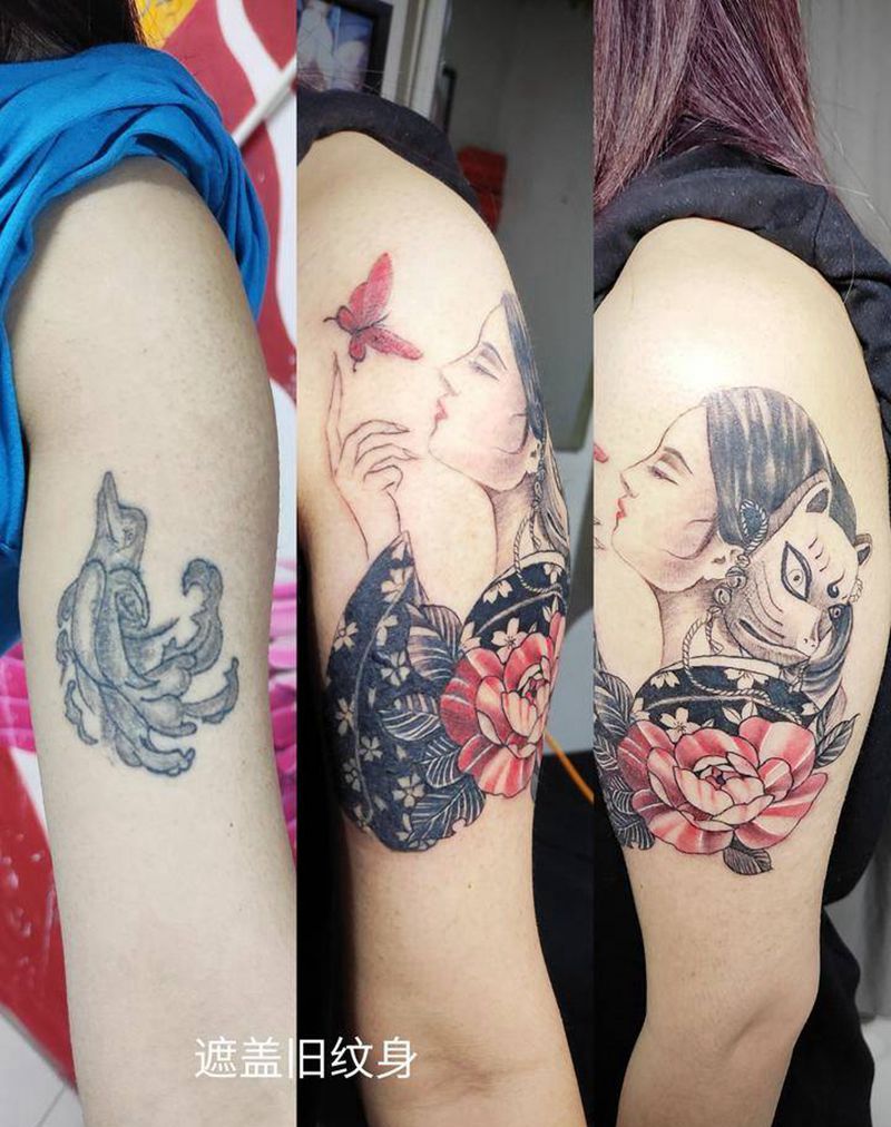 遮盖旧纹身纹身图片_手臂新传统纹身图案