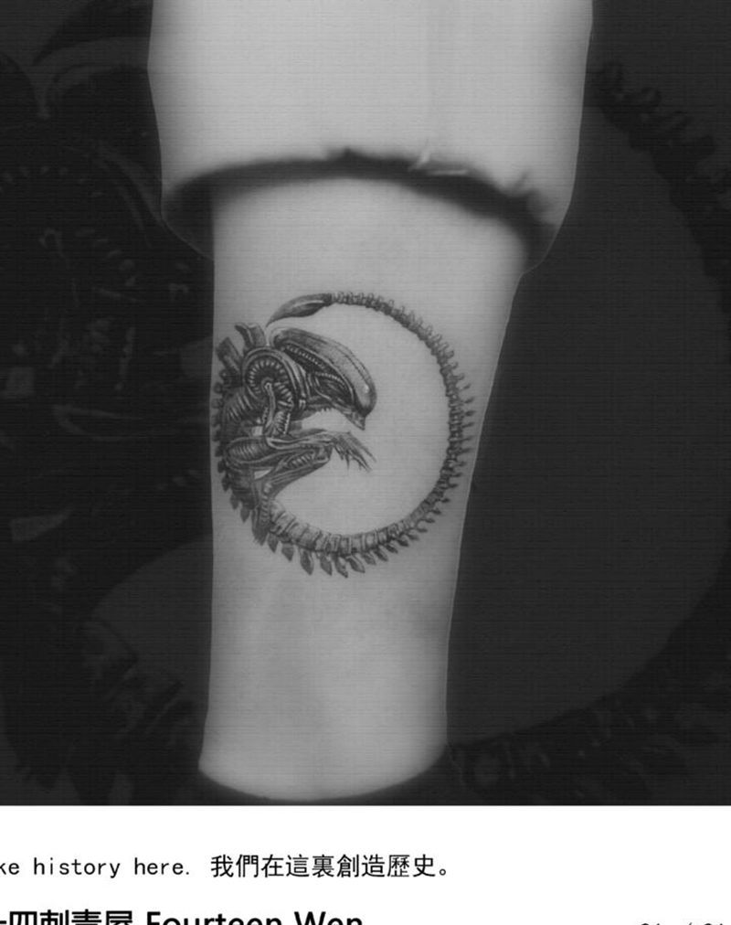 异形纹身图片_欧美写实纹身图案