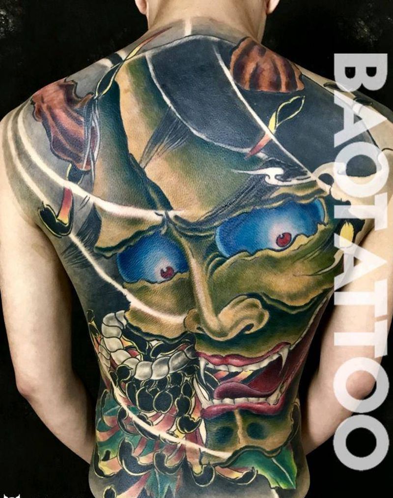 般若纹身图片_背部传统原创成品纹身图案