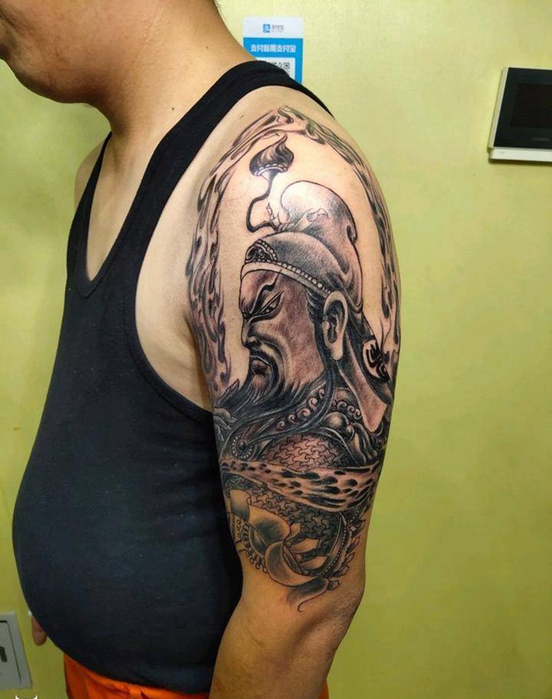 关公纹身图片_手臂新传统纹身图案
