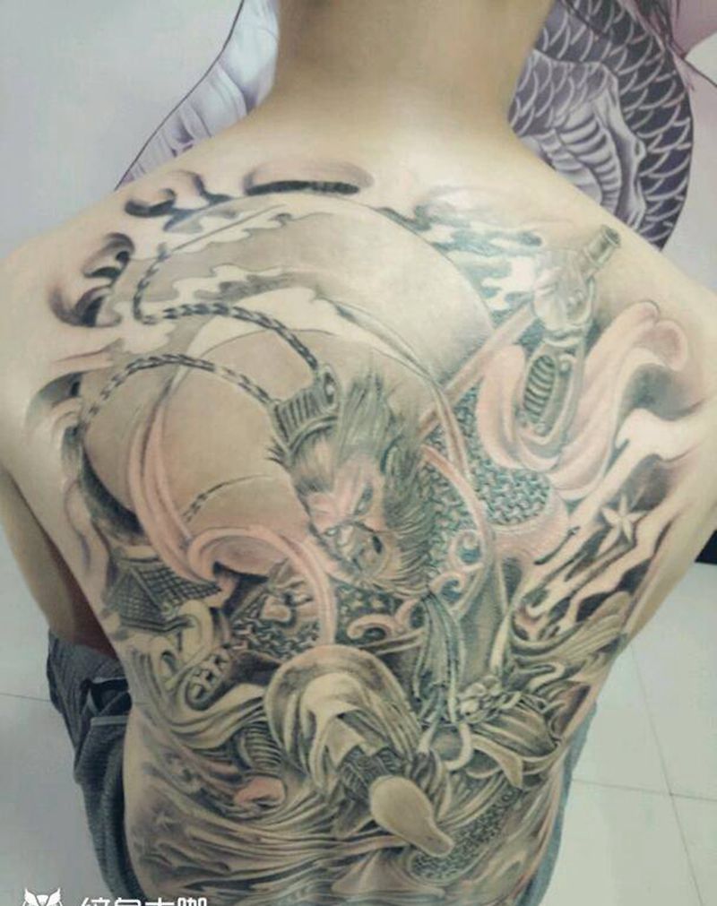 齐天大圣纹身图片_背部传统人物鬼神齐天大圣成品纹身图案