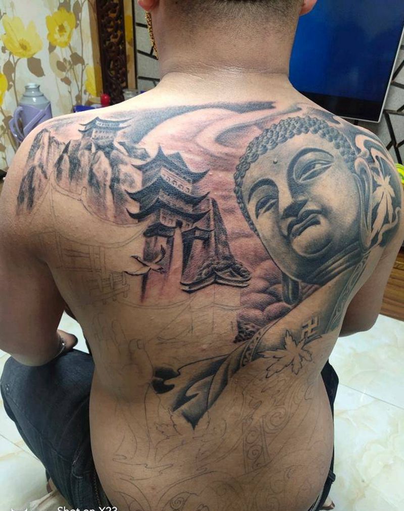 大日如来纹身图片_背部臀部新传统纹身图案