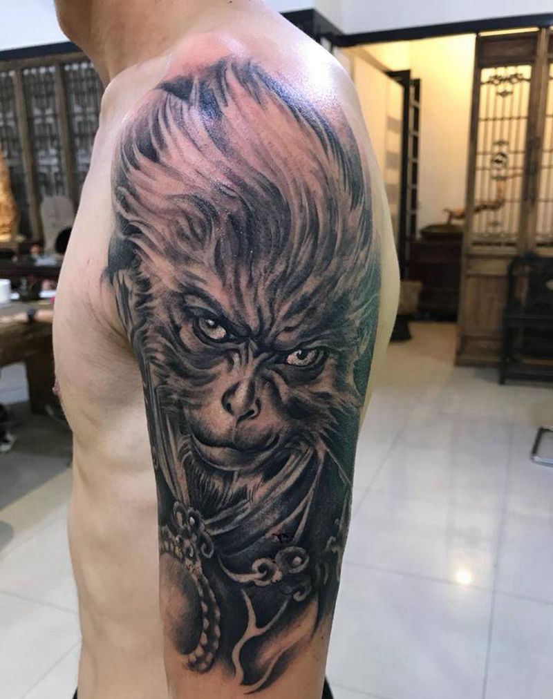 猴纹身图片_成品肖像鬼神纹身图案