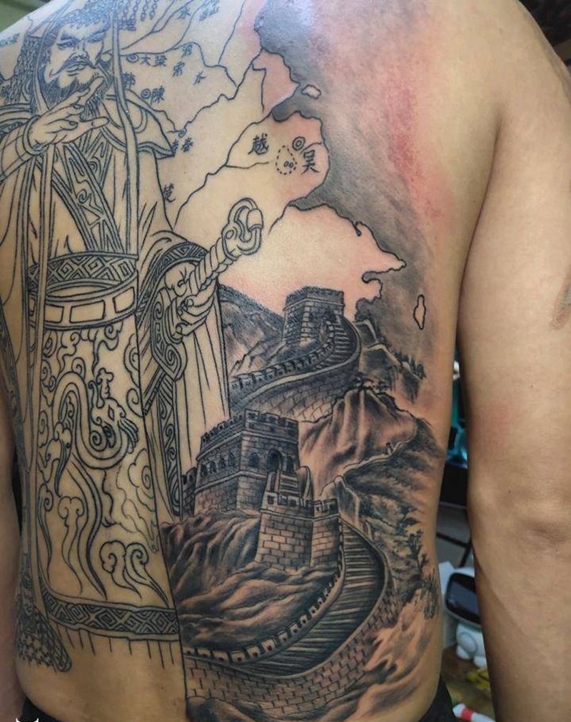 秦始皇纹身图片_背部老传统纹身图案