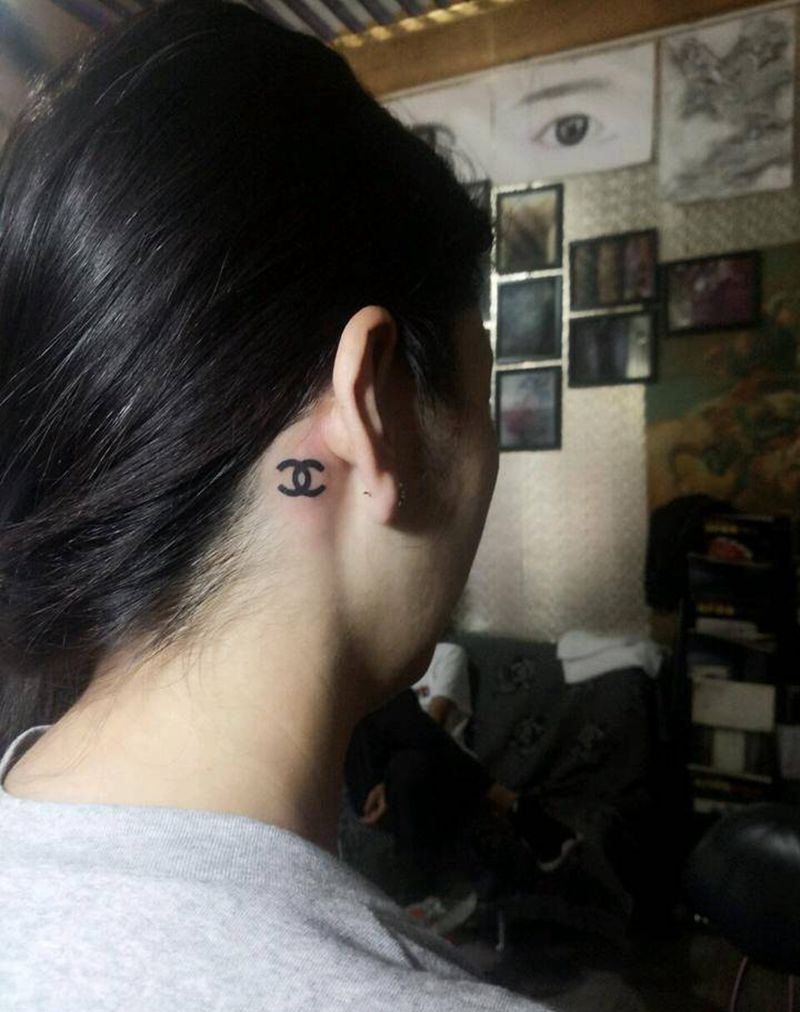 耳后纹身纹身图片_颈部清新字符成品纹身图案
