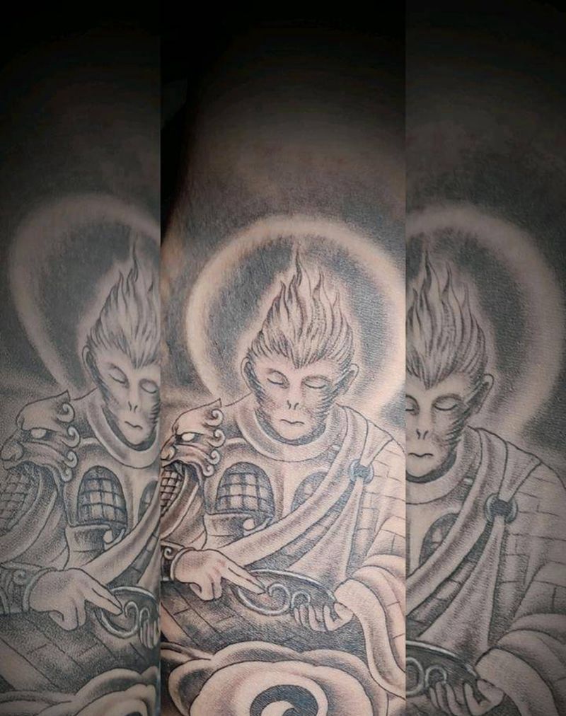 斗战胜佛纹身图片_手臂新传统孙悟空齐天大圣纹身图案