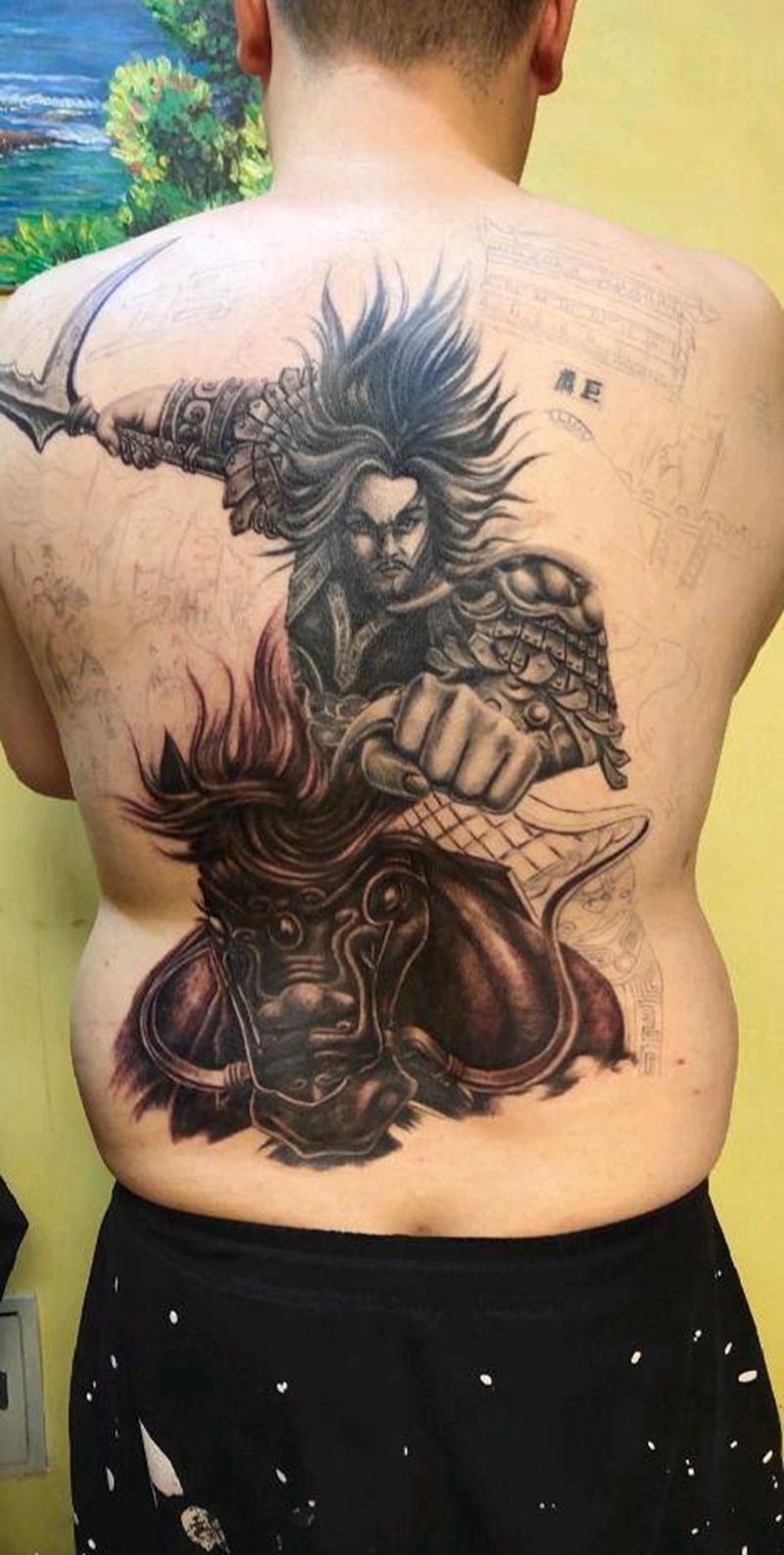 巨鹿之战纹身图片_背部新传统纹身图案