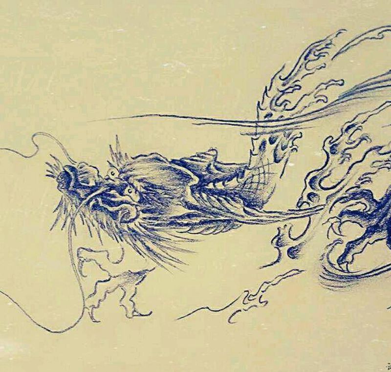龙图纹身图片_龙手稿纹身图案