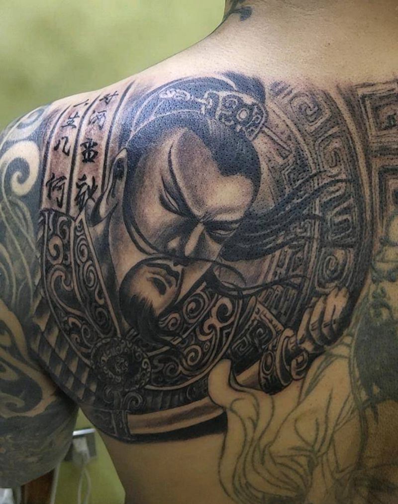 曹操纹身图片_背部纹身图案