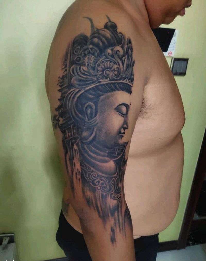 菩萨纹身图片_手部肩部新传统纹身图案